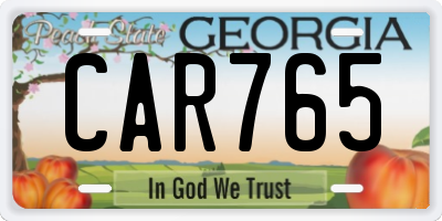 GA license plate CAR765