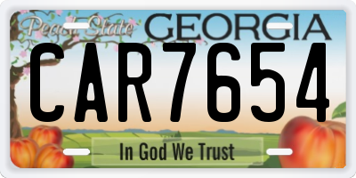 GA license plate CAR7654