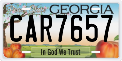 GA license plate CAR7657