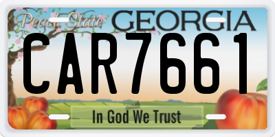 GA license plate CAR7661