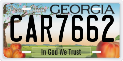 GA license plate CAR7662