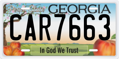 GA license plate CAR7663