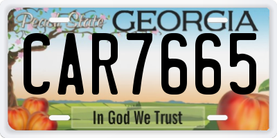 GA license plate CAR7665