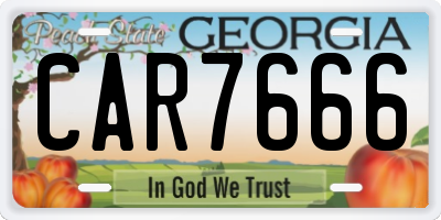 GA license plate CAR7666