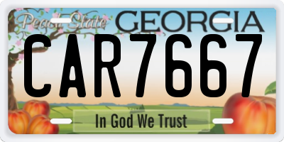 GA license plate CAR7667