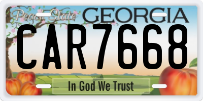 GA license plate CAR7668