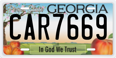 GA license plate CAR7669