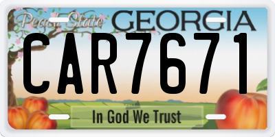 GA license plate CAR7671