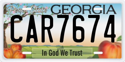 GA license plate CAR7674