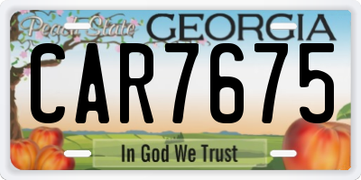 GA license plate CAR7675