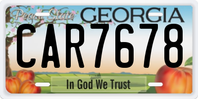 GA license plate CAR7678