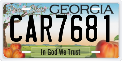 GA license plate CAR7681