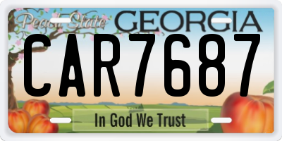 GA license plate CAR7687