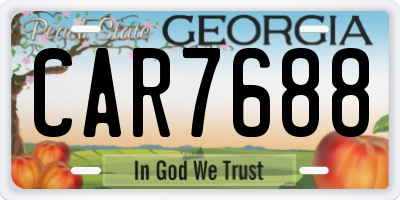 GA license plate CAR7688