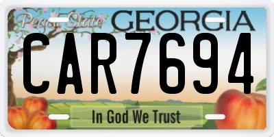 GA license plate CAR7694