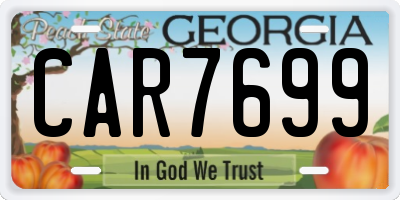 GA license plate CAR7699