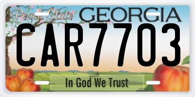 GA license plate CAR7703