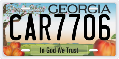 GA license plate CAR7706