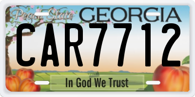 GA license plate CAR7712