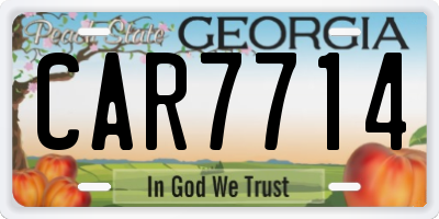 GA license plate CAR7714