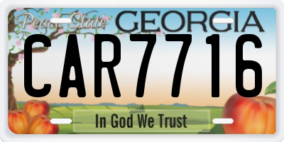 GA license plate CAR7716