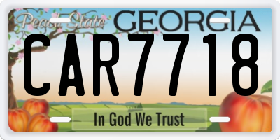 GA license plate CAR7718