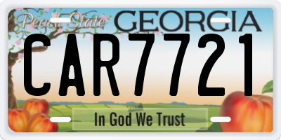 GA license plate CAR7721