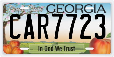 GA license plate CAR7723