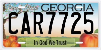 GA license plate CAR7725