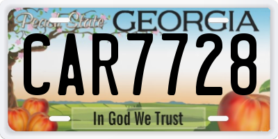 GA license plate CAR7728