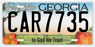 GA license plate CAR7735