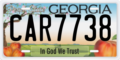 GA license plate CAR7738