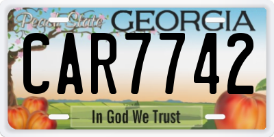 GA license plate CAR7742