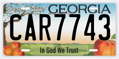 GA license plate CAR7743