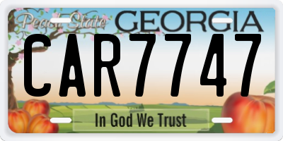 GA license plate CAR7747