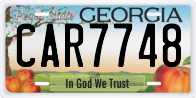 GA license plate CAR7748