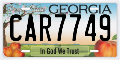 GA license plate CAR7749