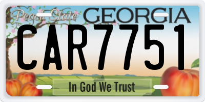 GA license plate CAR7751