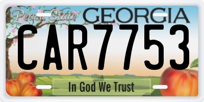 GA license plate CAR7753