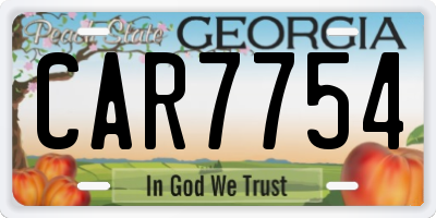 GA license plate CAR7754