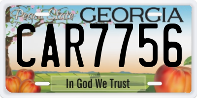 GA license plate CAR7756