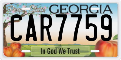 GA license plate CAR7759