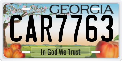 GA license plate CAR7763