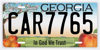 GA license plate CAR7765