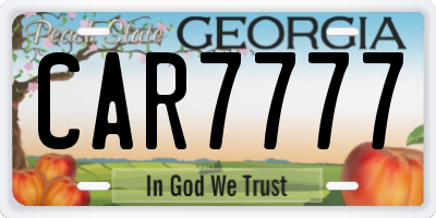 GA license plate CAR7777