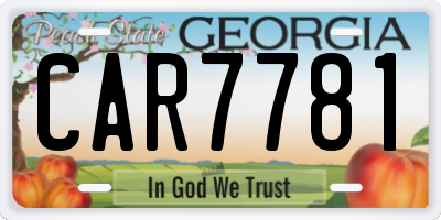 GA license plate CAR7781