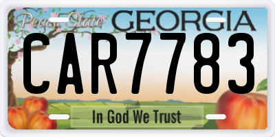 GA license plate CAR7783