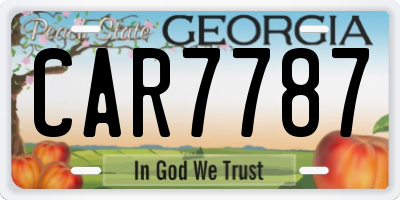 GA license plate CAR7787