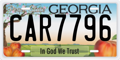 GA license plate CAR7796