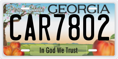 GA license plate CAR7802